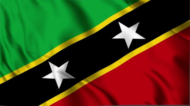 Saint-Kitts and Nevis waving flag, Saint-Kitts and Nevis 3D flag, Flag of Saint-Kitts and Nevis waving Animation, Saint-Kitts and Nevis waving flag 4K Footage