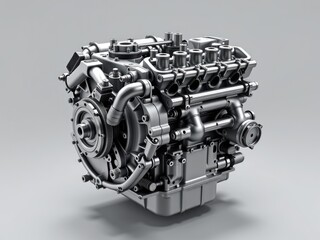 Powerful Industrial Engine Auto Parts 3D Render Metal Machinery