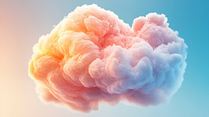Dreamlike Pastel Cloud Formation, Soft Hues of Pink and Blue, Light and Airy Texture floats gently on a subtle background.