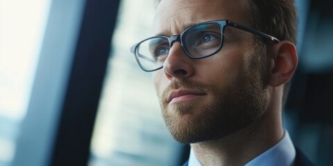 Fototapeta premium Businessman gazing out the window