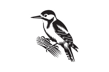 simple black an white woodpecker vector silhouette isolated on a white background