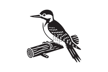 Obraz premium simple black an white woodpecker vector silhouette isolated on a white background