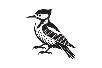 simple black an white woodpecker vector silhouette isolated on a white background