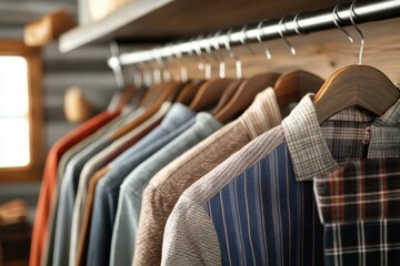 Obraz premium Rustic Shirt Collection on Hangers
