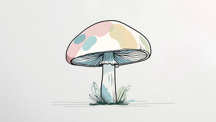 simple illustration of mushroom, created by generative ai