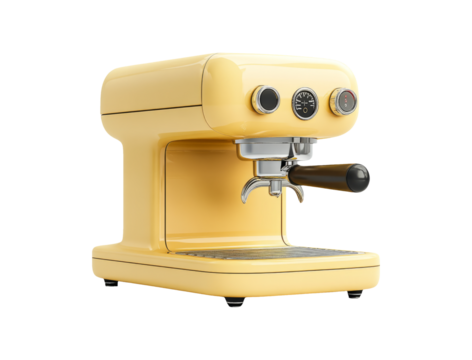 Automatic Coffee Maker with Various Flavor Settings in Yellow Color
