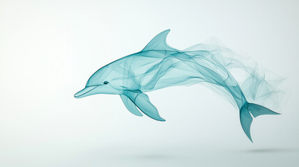 Fototapeta premium Ethereal Dolphin: A mesmerizing and abstract representation of a dolphin, rendered in wispy, ethereal lines of blue, evokes a sense of grace, freedom, and the ocean's mystique. 