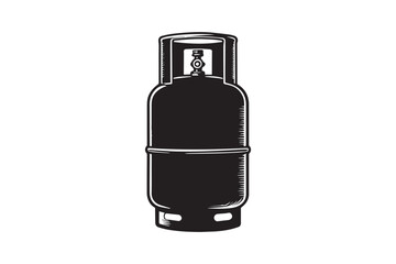 simple black an white Propane cylinder vector silhouette isolated on a white background