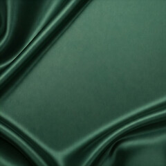 Dark green silk satin background. Beautiful soft folds on the smooth surface of the fabric. Luxury background with copy space for design. abstract background design.