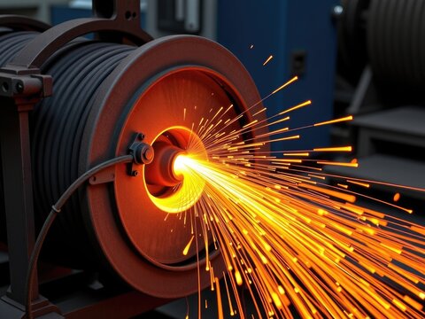 Industrial Machine Sparks Metalwork Hot Wire Manufacturing Factory Power Energy Technology Industry