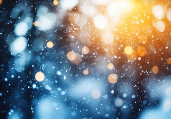Naklejka premium Beautiful snowflakes falling gently with colorful bokeh lights in the background, creating a magical winter atmosphere during the festive season and enchanting mood.