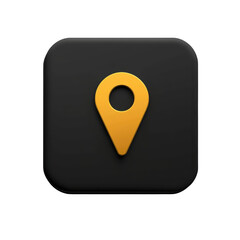 yellow location pin icon on black square background, representing navigation or mapping applications. design is simple and modern, suitable for digital interfaces