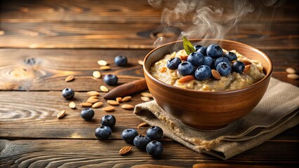 Warm Oatmeal Bowl with Blueberries and Almonds, a Healthy and Delicious Breakfast