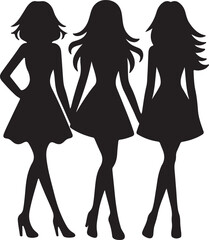 Girls Icon Silhouette Vector In White Background 