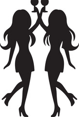 Girls Icon Silhouette Vector In White Background 