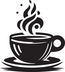 Steam coffee icon silhouette vector with white background