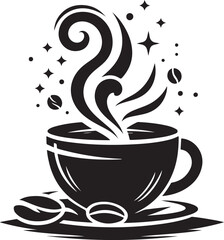 Steam coffee icon silhouette vector with white background