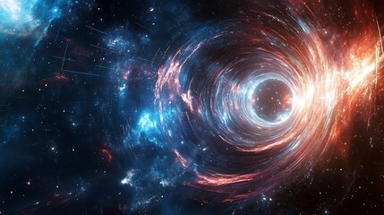Fototapeta premium Indian scientist venturing into parallel universe investigating secret of dark matter gravitational force advanced spacecraft navigates through space time curve wormhole uncovering mystery of cosmic