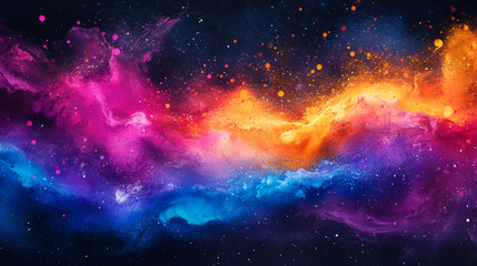Naklejka premium Vibrant and colorful abstract paint background with splashes and swirls, creating cosmic feel. Perfect for artistic projects and creative designs
