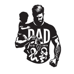 Dad Svg silhouette vector design
