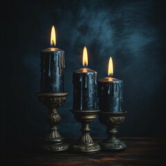 Fototapeta premium Mysterious Candles on a Dark Background