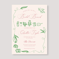 Bridal Brunch Invitation Minimalist Whimsical Design Perfect for Pre-Wedding Events