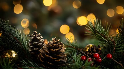 Christmas Pine Cones and Berries