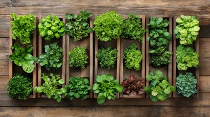 Fresh Greenery in Rustic Wooden Planters