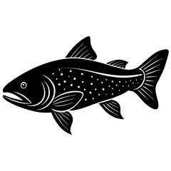 Trout Silhouette On White Background