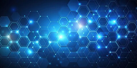 Fototapeta premium Abstract Hexagonal Network Glowing with Bright Blue Light
