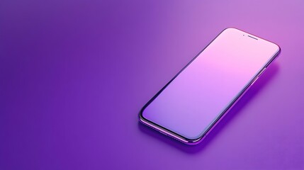 Computer digital drawing rendering of a gold smart phone on a purple background