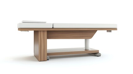 A medical table isolated in white studio background