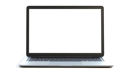 Laptop with isolated blank screen on white background render