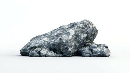Black stone podium isolated on white background rendering