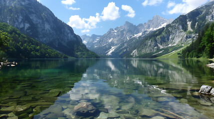 Lake and mountains beautiful view, background 