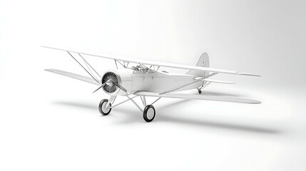 Fototapeta premium A vintage airplane isolated on a white background with shadow.