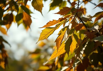Leaves blowing in the wind on a windy day.