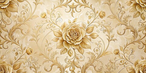 Fototapeta premium Elegant Golden Floral Damask Pattern Design for Home Decor