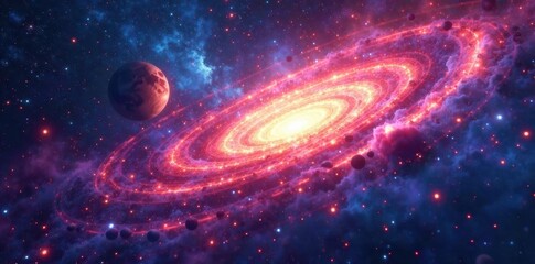 Obraz premium Abstract swirling nebula, cosmic dust and vibrant colors , swirls, pink, graphic