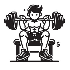 
Strong Smiling Man Doing Bench Press Exercise Cartoon Vector Illustration
