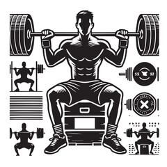 
Strong Smiling Man Doing Bench Press Exercise Cartoon Vector Illustration
