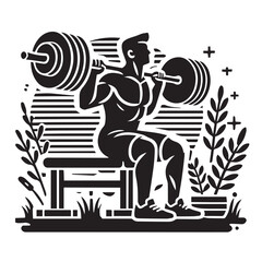 
Strong Smiling Man Doing Bench Press Exercise Cartoon Vector Illustration
