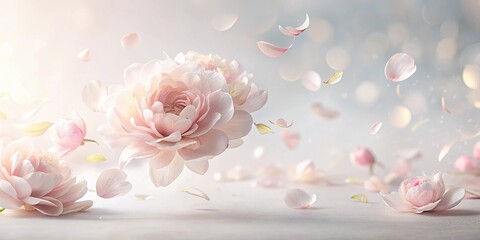 Delicate Pink Blossoms Falling Gracefully in Soft Light