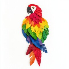 Obraz premium Colorful Papercraft Representation of a Parrot Showcasing Vibrant Feathers with Artistic Detailing, Perfect for Nature and Art Enthusiasts Looking for Creative Visuals, whimsical pirate parrot