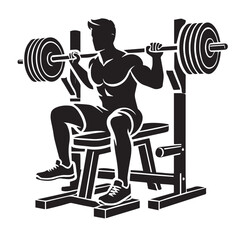 
Strong Smiling Man Doing Bench Press Exercise Cartoon Vector Illustration
