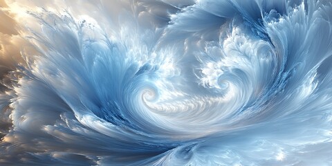 Fototapeta premium Abstract swirling blue and white cloudscape.