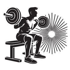 
Strong Smiling Man Doing Bench Press Exercise Cartoon Vector Illustration
