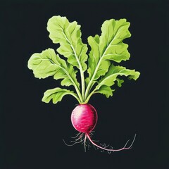 the AI Image Generator, Vibrant Radish With Lush Green Leaves