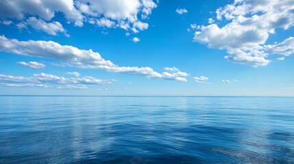 Obraz premium Vast ocean and a beautiful sky. Concept of peace, tranquility, and nature.