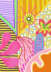 Colorful nature shapes background design 